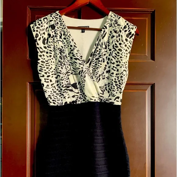 Express | Dresses | Black And White Animal Print Dress Loose Top And Pencil  Skirt Bottom | Poshmark